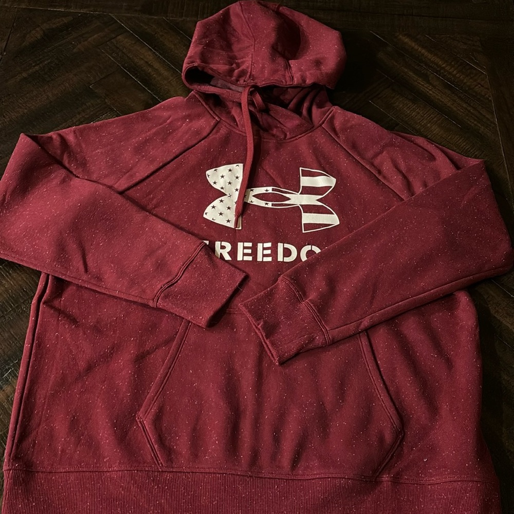Red under armor long sleeve hoodie with freedom logo